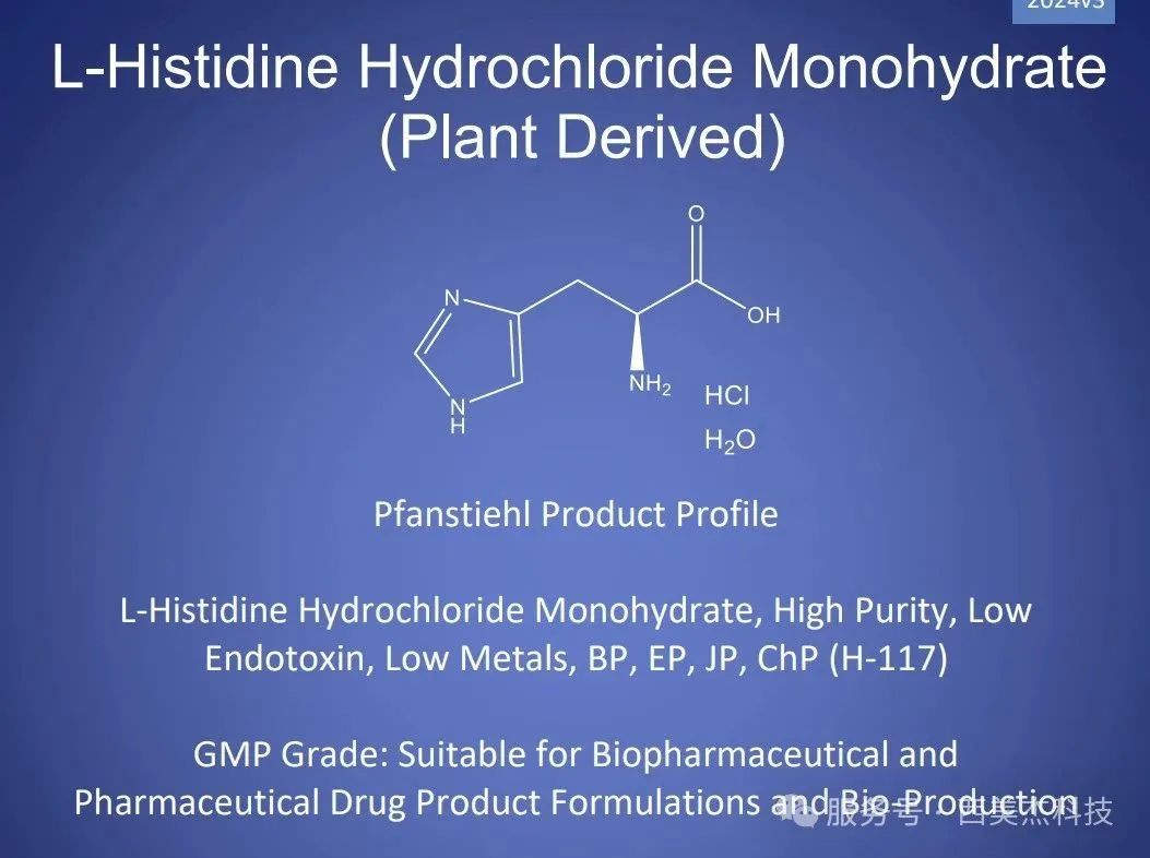 喜訊！Pfanstiehl 注射級鹽酸組氨酸 (H-117) CDE登記號已激活轉A！